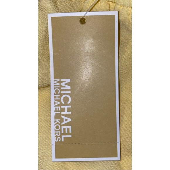 Michael Kors Womens Pale Sunflower Yellow Button Front Smocked Hem Blouse XL - Picture 4 of 8